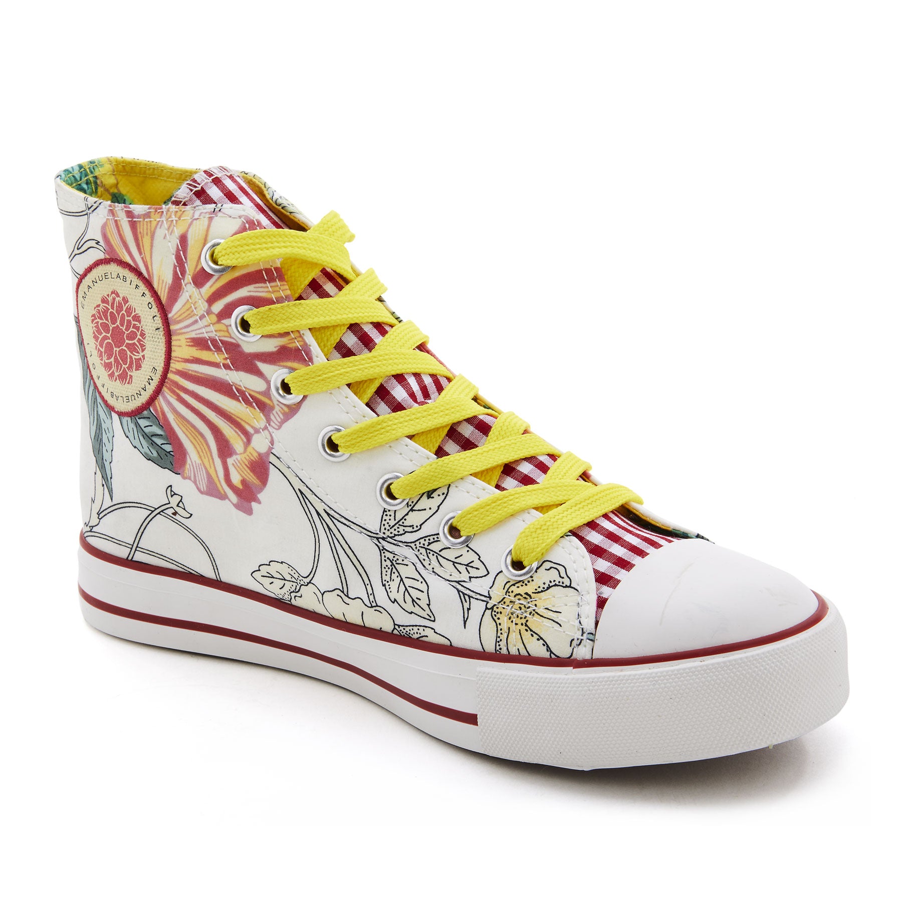 Scarpe Da Ginnastica Donna In Tela Bianca Con Ricamo Floreale – Sneakers Basse Slip-on, Taglia 38 EU